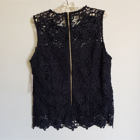 Nanette Lepore Sleeveless Floral Lace Top Size Large Dark Navy Blue - Picture 4 of 9